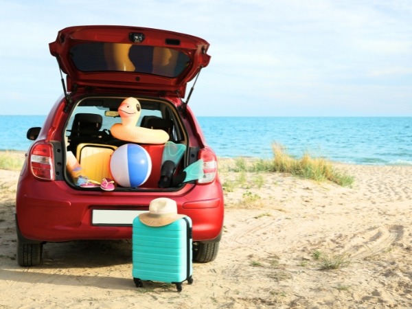 Red Car on a Beach