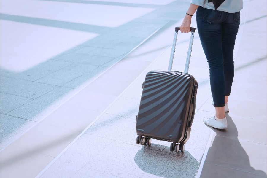 Woman driving her rental car